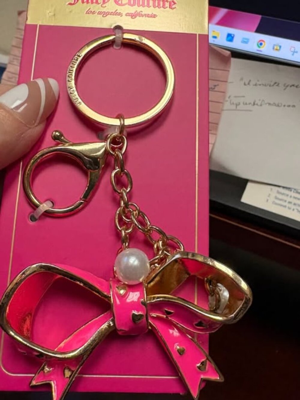 Juicy Couture Pink Bow Keychain